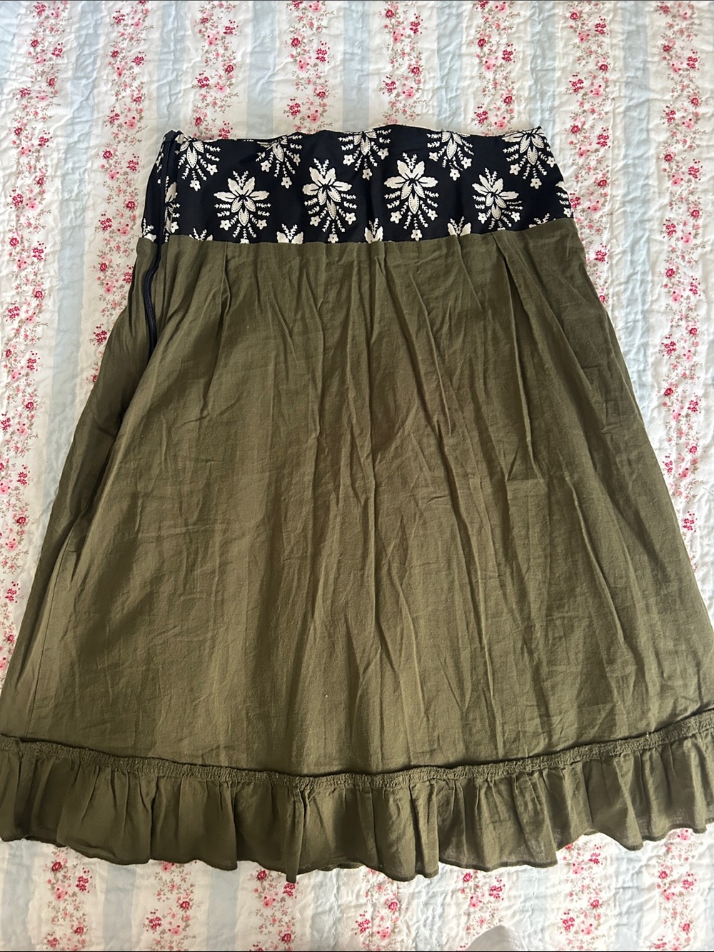 Vintage retro style 100% cotton block print midi skirt 13.5 inch waist small - Picture 3 of 7
